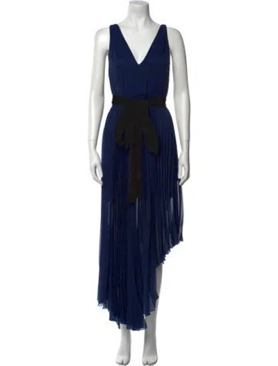 Pre-owned Alice And Olivia V-neck Midi Length Dress In Blue