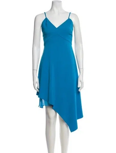 Pre-owned Alice And Olivia V-neck Midi Length Dress In Blue