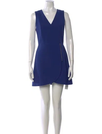 Pre-owned Alice And Olivia V-neck Midi Length Dress In Blue