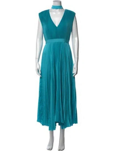 Pre-owned Alice And Olivia V-neck Midi Length Dress In Blue