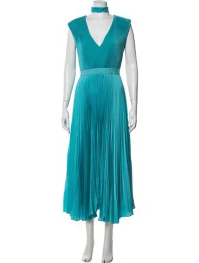 Pre-owned Alice And Olivia V-neck Midi Length Dress In Blue