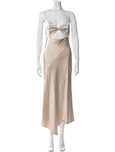 Pre-owned Alice And Olivia V-neck Midi Length Dress In Brown