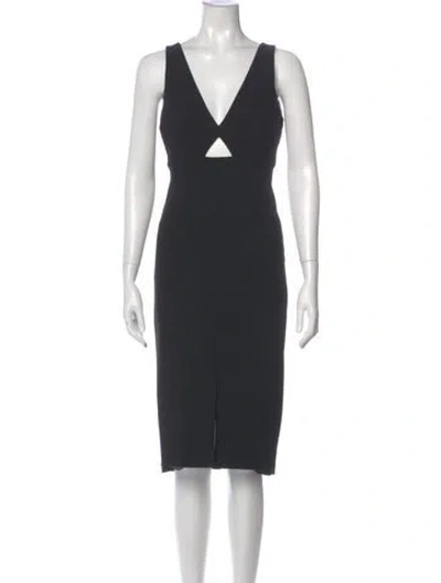 Pre-owned Alice And Olivia V-neck Midi Length Dress In Gray