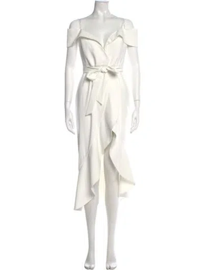 Pre-owned Alice And Olivia V-neck Midi Length Dress In Neutral