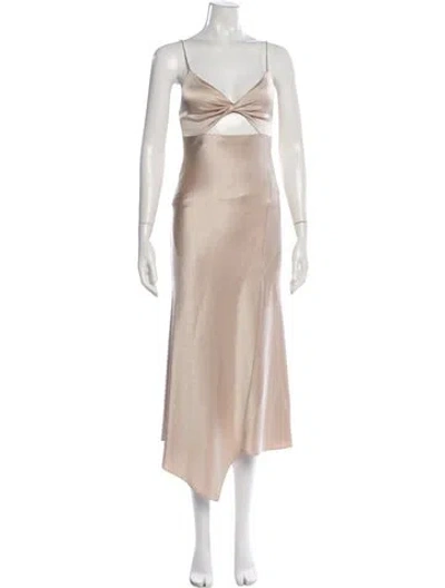 Pre-owned Alice And Olivia V-neck Midi Length Dress In Neutral