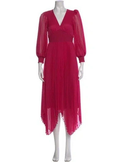 Pre-owned Alice And Olivia V-neck Midi Length Dress In Pink