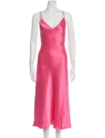 Pre-owned Alice And Olivia V-neck Midi Length Dress In Pink