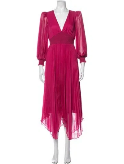 Pre-owned Alice And Olivia V-neck Midi Length Dress In Pink