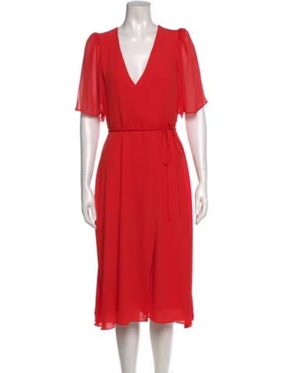 Pre-owned Alice And Olivia V-neck Midi Length Dress In Red