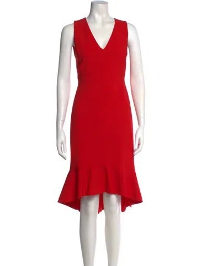 Pre-owned Alice And Olivia V-neck Midi Length Dress In Red