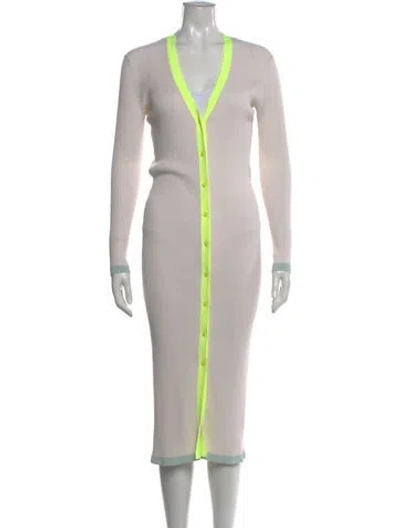 Pre-owned Alice And Olivia V-neck Midi Length Dress In Yellow