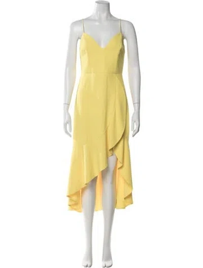 Pre-owned Alice And Olivia V-neck Midi Length Dress In Yellow