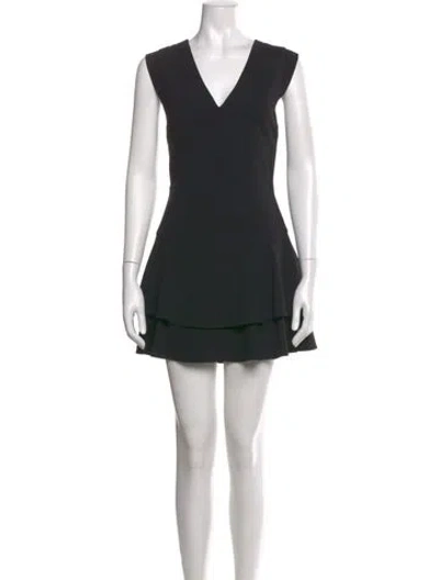 Pre-owned Alice And Olivia V-neck Mini Dress In Black