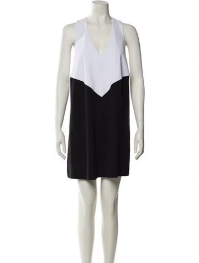 Pre-owned Alice And Olivia V-neck Mini Dress In Black