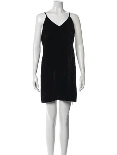Pre-owned Alice And Olivia V-neck Mini Dress In Black