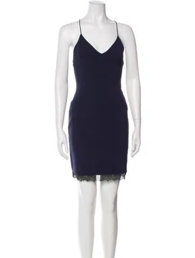 Pre-owned Alice And Olivia V-neck Mini Dress In Blue