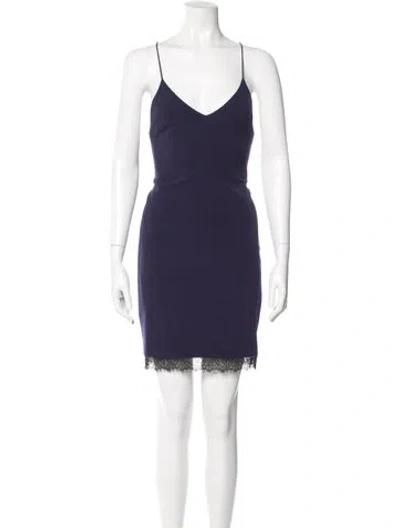 Pre-owned Alice And Olivia V-neck Mini Dress In Blue