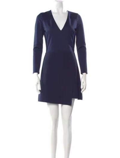 Pre-owned Alice And Olivia V-neck Mini Dress In Blue
