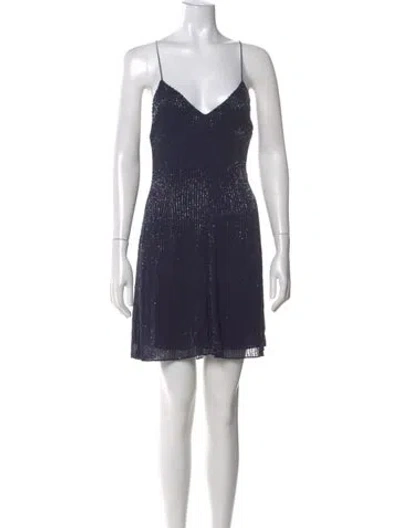 Pre-owned Alice And Olivia V-neck Mini Dress In Blue