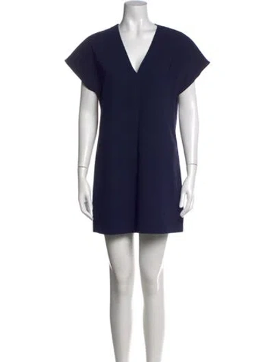 Pre-owned Alice And Olivia V-neck Mini Dress In Blue