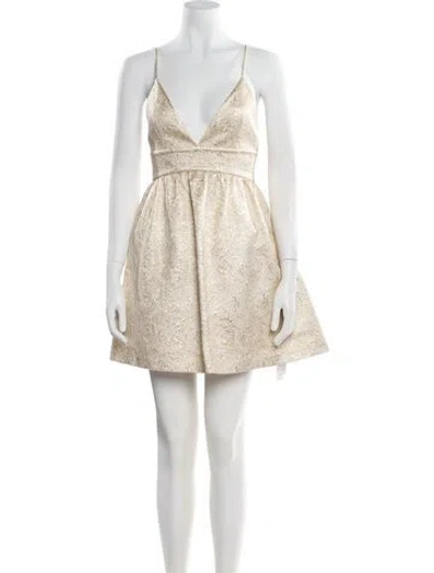 Pre-owned Alice And Olivia V-neck Mini Dress In Gold