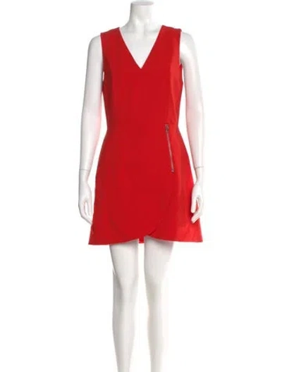 Pre-owned Alice And Olivia V-neck Mini Dress In Red