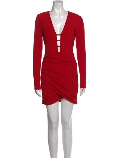 Pre-owned Alice And Olivia V-neck Mini Dress In Red