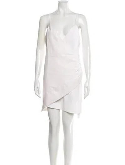 Pre-owned Alice And Olivia V-neck Mini Dress In White