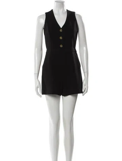 Pre-owned Alice And Olivia V-neck Romper In Black