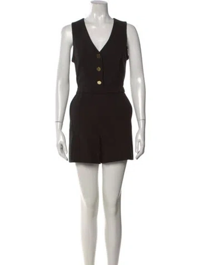 Pre-owned Alice And Olivia V-neck Romper In Black