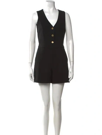 Pre-owned Alice And Olivia V-neck Romper In Black