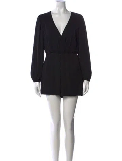 Pre-owned Alice And Olivia V-neck Romper In Black