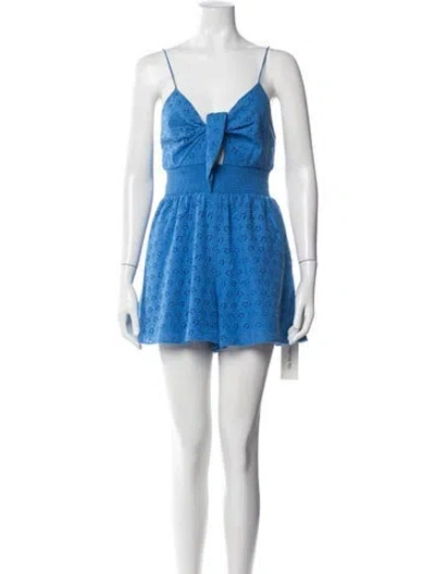 Pre-owned Alice And Olivia V-neck Romper In Blue