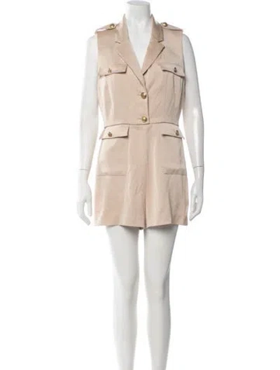Pre-owned Alice + Olivia V-neck Romper In Neutrals