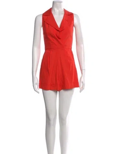 Pre-owned Alice And Olivia V-neck Romper In Orange