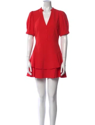Pre-owned Alice And Olivia V-neck Romper In Red