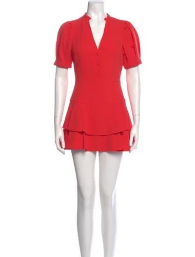 Pre-owned Alice And Olivia V-neck Romper In Red