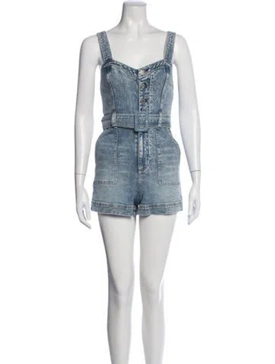 Pre-owned Alice And Olivia V-neck Romper W/ Tags In Blue