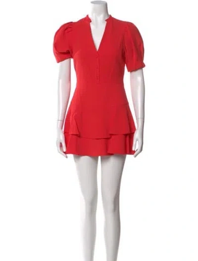 Pre-owned Alice And Olivia V-neck Romper W/ Tags In Red