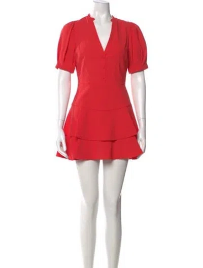 Pre-owned Alice And Olivia V-neck Romper W/ Tags In Red