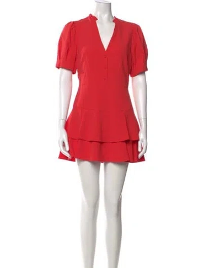 Pre-owned Alice And Olivia V-neck Romper W/ Tags In Red