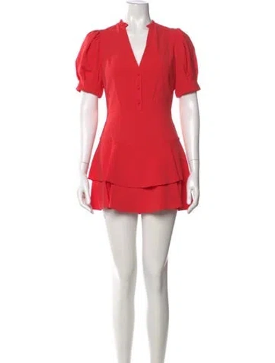 Pre-owned Alice And Olivia V-neck Romper W/ Tags In Red