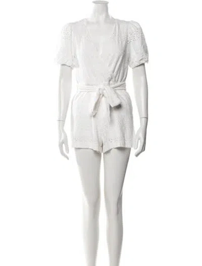 Pre-owned Alice And Olivia V-neck Romper In White