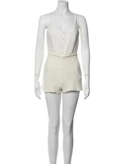 Pre-owned Alice + Olivia V-neck Romper In White