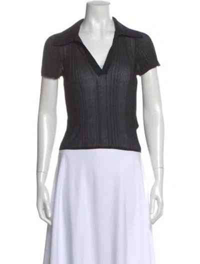 Pre-owned Alice And Olivia V-neck Short Sleeve Polo In Black