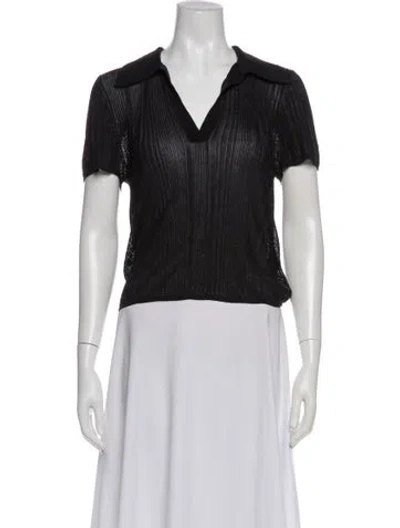 Pre-owned Alice And Olivia V-neck Short Sleeve Polo In Gray