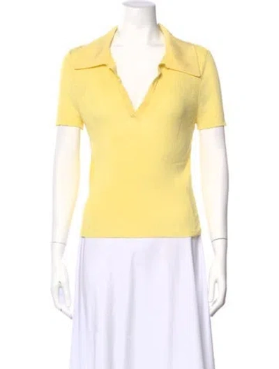 Pre-owned Alice And Olivia V-neck Short Sleeve Polo In Yellow