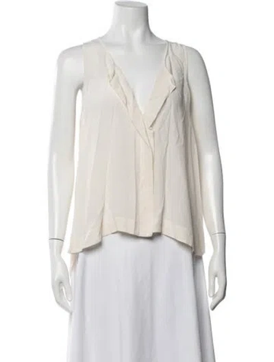 Pre-owned Alice And Olivia V-neck Sleeveless Blouse In Neutral