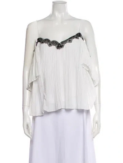 Pre-owned Alice And Olivia V-neck Sleeveless Blouse In White