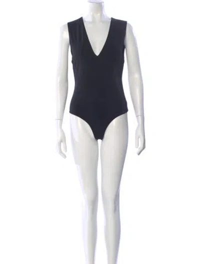 Pre-owned Alice And Olivia V-neck Sleeveless Bodysuit In Black